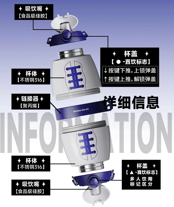 又潮又酷的橄榄球水壶～保冷保温双仓双饮双倍快乐！(图9)